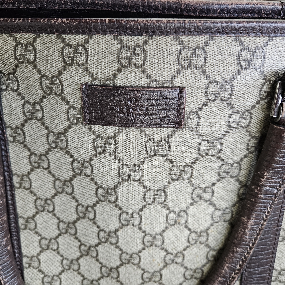 Gucci Beige/Brown Canvas Tote 15x9in - Picture 8 of 16